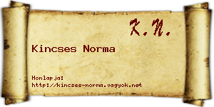 Kincses Norma névjegykártya